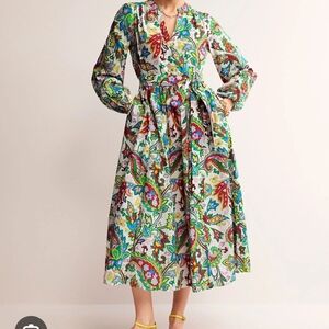 Boden Colorful Paisley Long Sleeve Dress